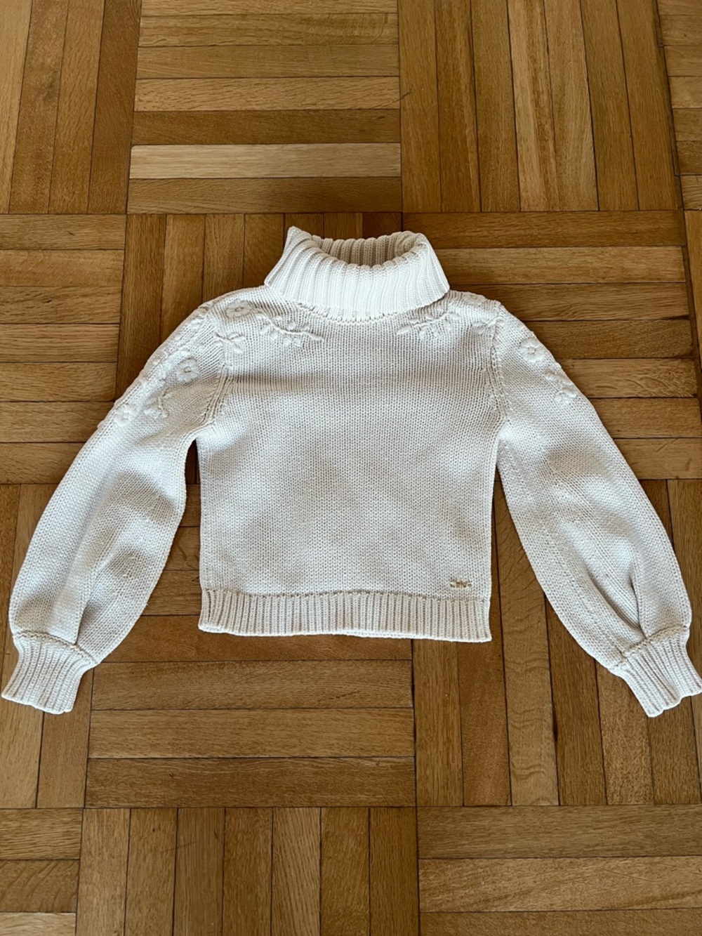 Chloe Girls Ivory Chunky Turtleneck Cable Knit Sweater